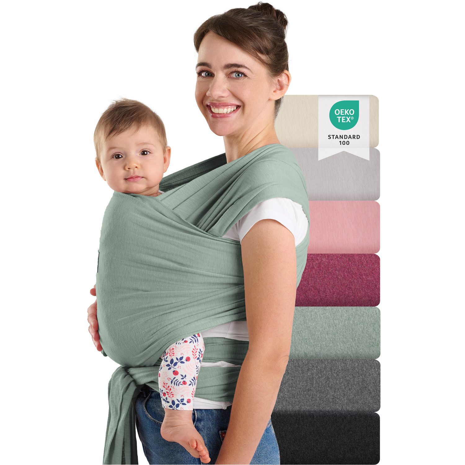 Laleni Tragetuch für Neugeborene bis 15kg - 100% weiche Baumwolle, Babytragetuch aus Baumwolle, OEKO-TEX Zertifiziert, ab Geburt geeignet