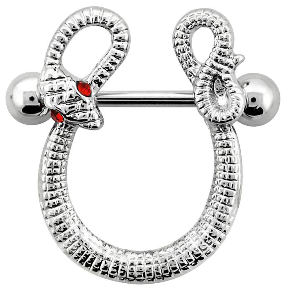 Adelia´s Brustwarzenpiercing Piercing - Brustwarzenpiercing Titan Schlange Kugel, Schlange mit Kugel, 12 mm Länge, 1,6 mm Stärke, Titan