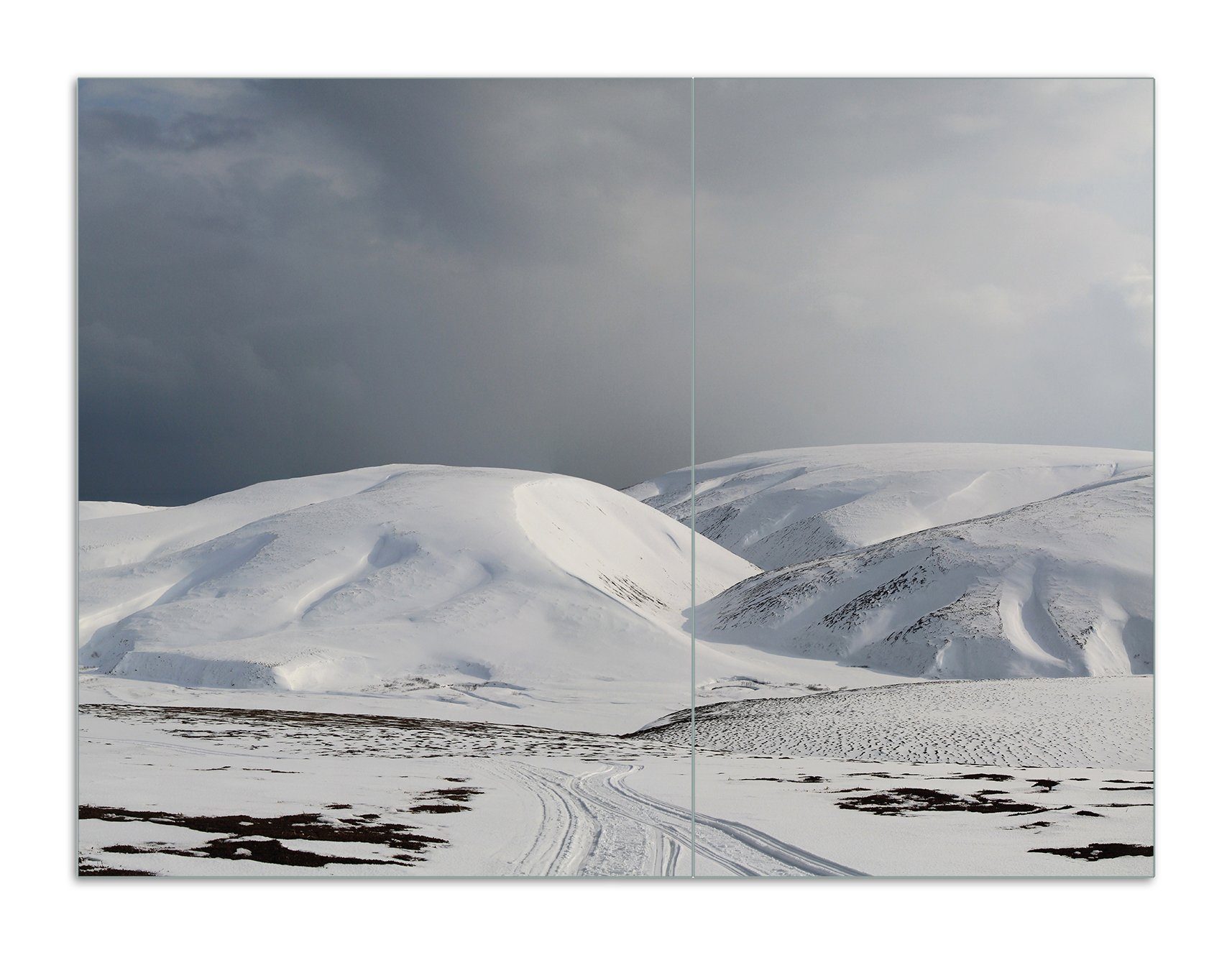 Wallario Herd-Abdeckplatte Meer, 2 (Glasplatte, Noppen), verschiedene Schneebedeckte ESG-Sicherheitsglas, Hügel Größen 5mm am tlg., inkl