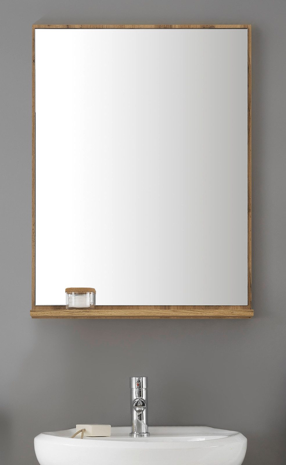 Furn.Design Badspiegel Center (Wandspiegel in Wotan Eiche Dekor, 60 x 80 cm günstig online kaufen