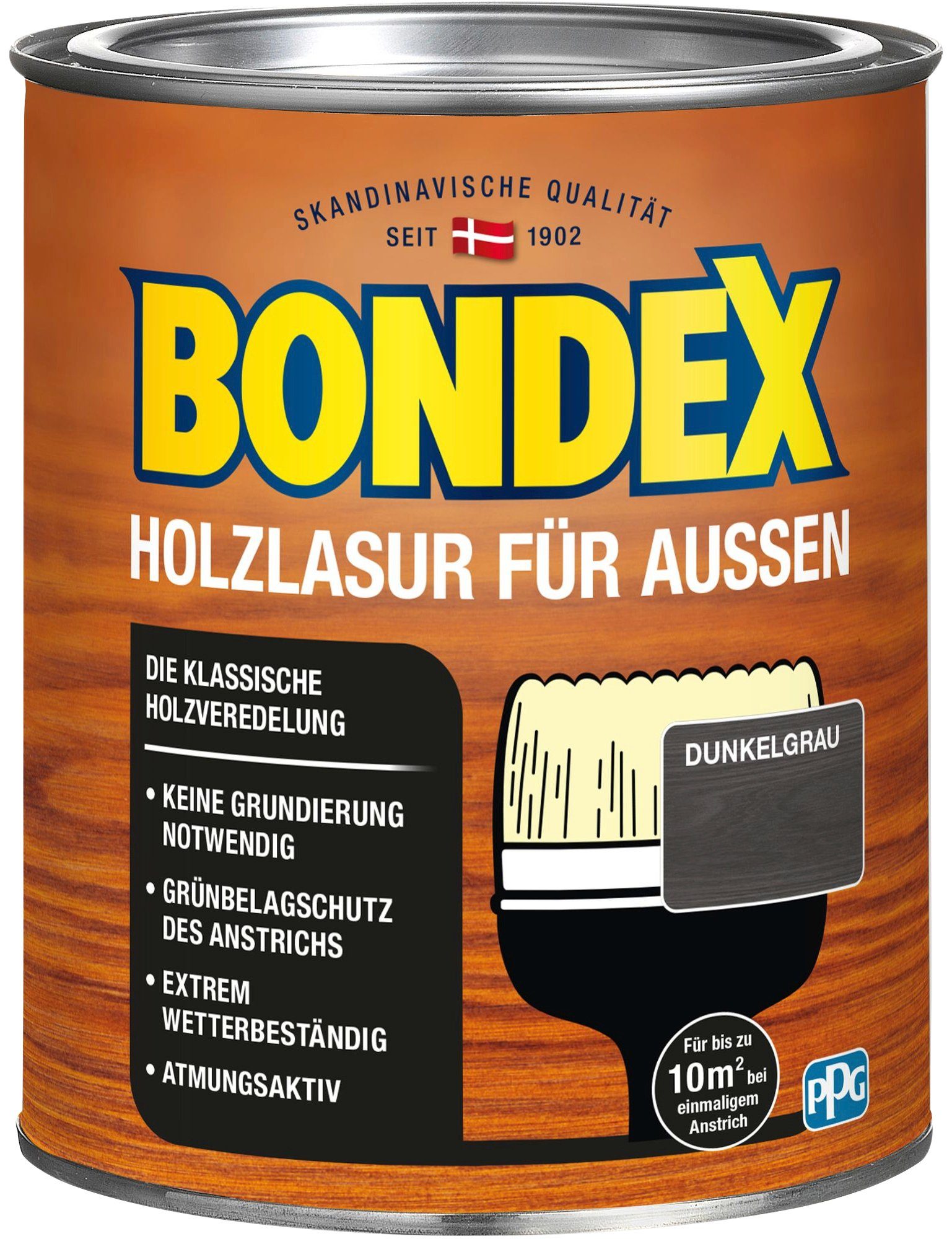 Bondex Holzschutzlasur HOLZLASUR FÜR AUSSEN, Wetterschutz Holzverkleidung, atmungsaktiv, in versch. Farbtönen Dunkelgrau