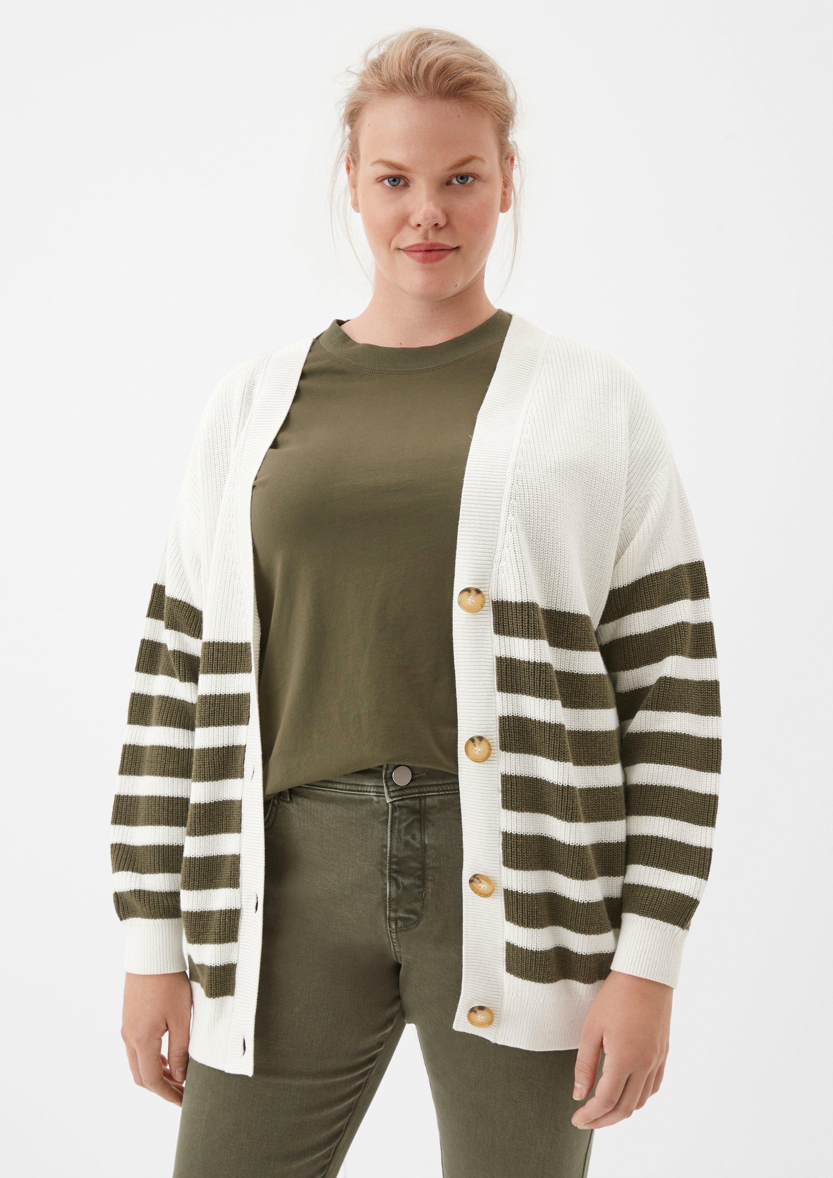 ecru TRIANGLE Cardigan Streifen mit Poncho