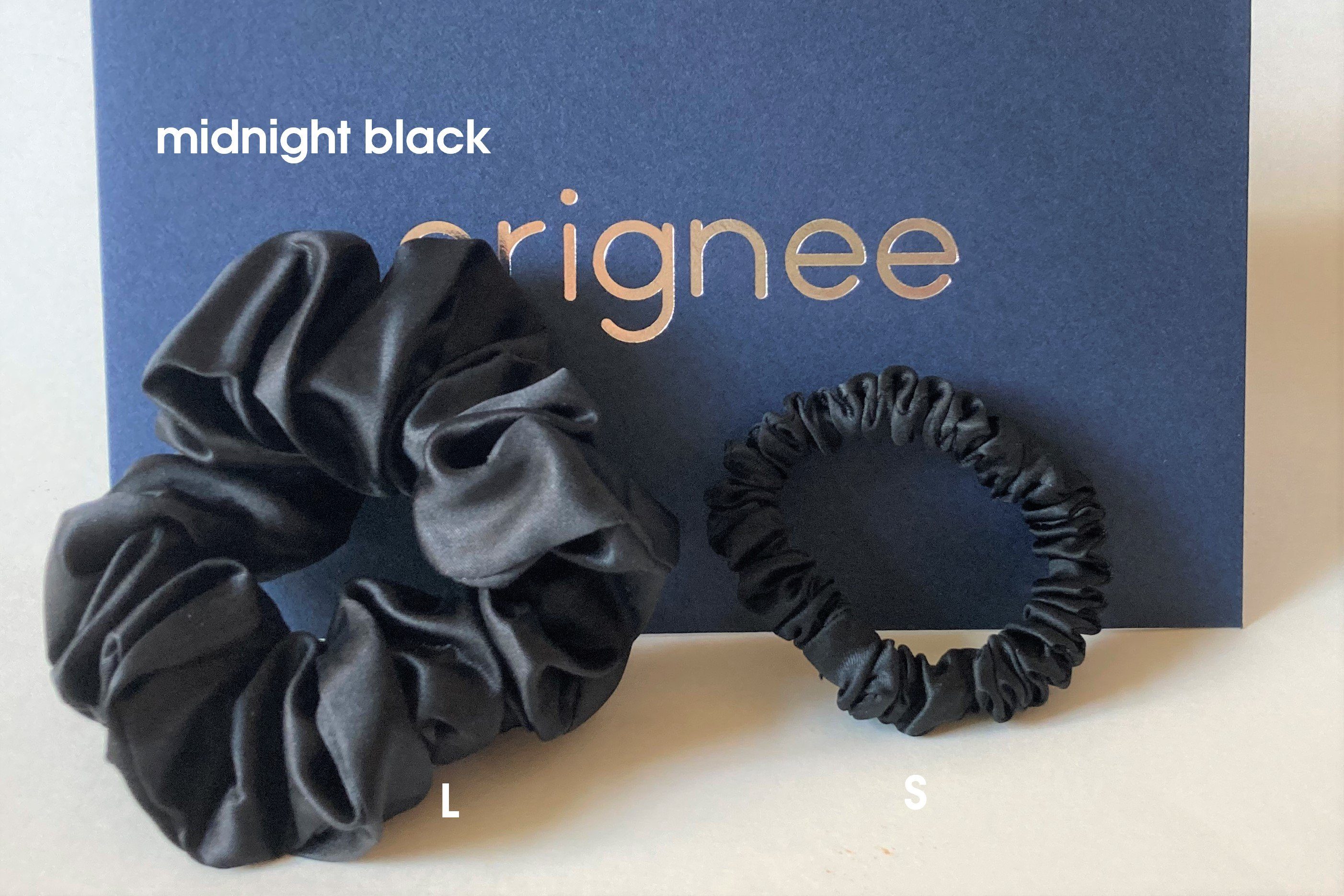 orignee Haargummi Seiden-Scrunchies 2er(1S+1L) – 100 % Seide, kein Knick, 2-tlg., Kein Knick in den Haaren. Weniger Haarbruch und Reizschäden.