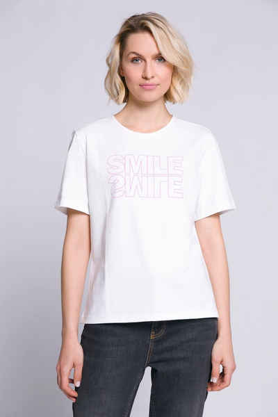 Gina Laura Rundhalsshirt T-Shirt SMILE Rundhals Halbarm