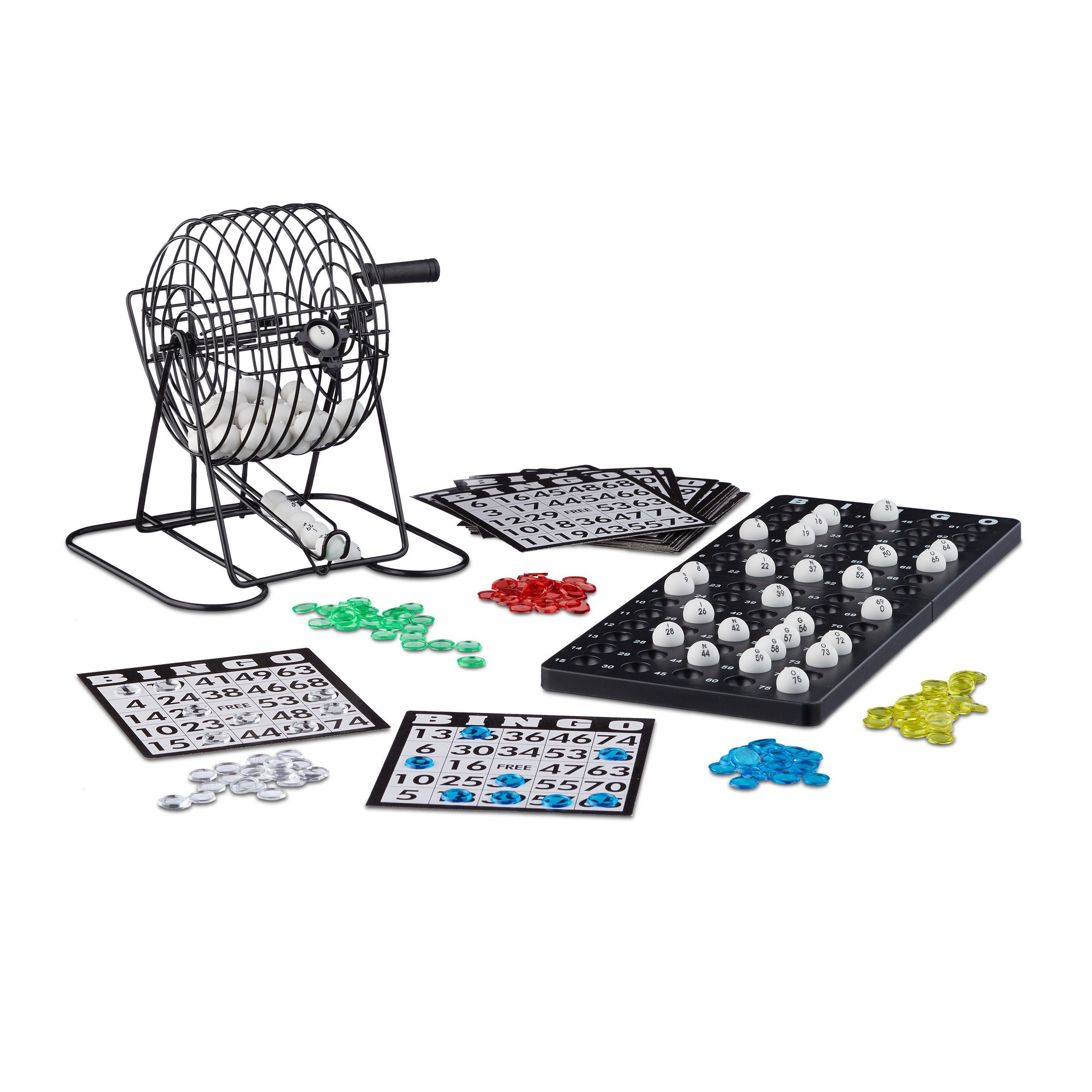 relaxdays Spiel Bingospiel mit Lostrommel