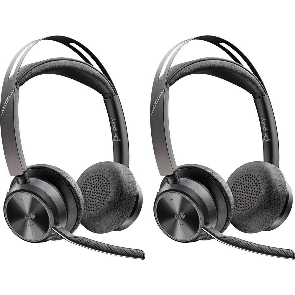 Focus Poly Teams Bluetooth Voyager (Lautstärkeregelung, UC USB-A Mikrofon-Stummschaltung) Kopfhörer 2 Headset