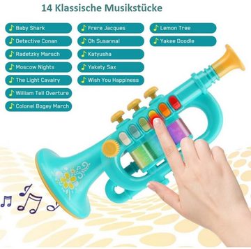 DTC GmbH Spielzeug-Musikinstrument Kindersaxophon-Spielzeug, Einstellbares Musikinstrument-Mintgrün, (Lasst uns zusammen ein Lied spielen)