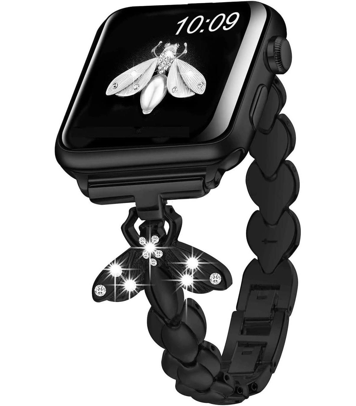 mit Armband und 41/ 44/ 38/ und Hält Armbänder Kompatibel Stark Mutoy Schwarz 40 Bequem Fest,Hitzebeständig den Watch 42/ 45mm, Glanz,Langlebig Smartwatch-Armband Apple / und