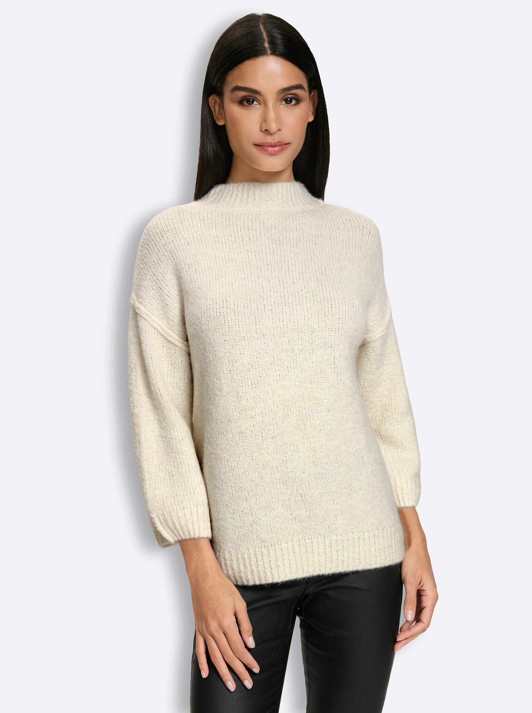 Strickpullover Pullover Langarm Grobstrick, Jersey, Rippoptik