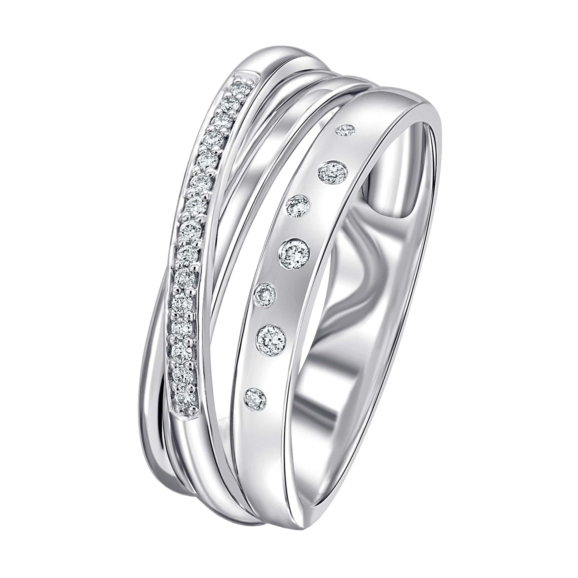 Diamant Ring ct Schmuck ELEMENT aus Weißgold, 0,11 Gold Damen ONE 585 Brillant Diamantring