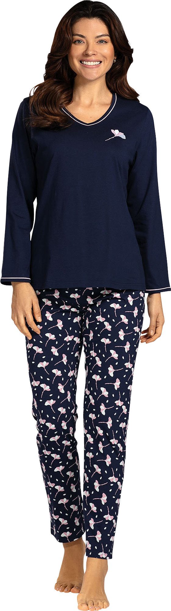 comtessa Pyjama Damen-Schlafanzug Single-Jersey Blumen günstig online kaufen