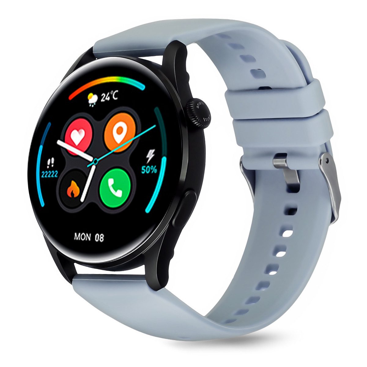 ombar 1,28 Zoll Touchscreen Fitnessuhr Damen Smartwatch (1.28 Zoll) Wasserdicht Sportuhr Schrittzähler mit Telefonfunktion Herzfrequenz, SpO2, Schlafmonitor, 1-tlg.