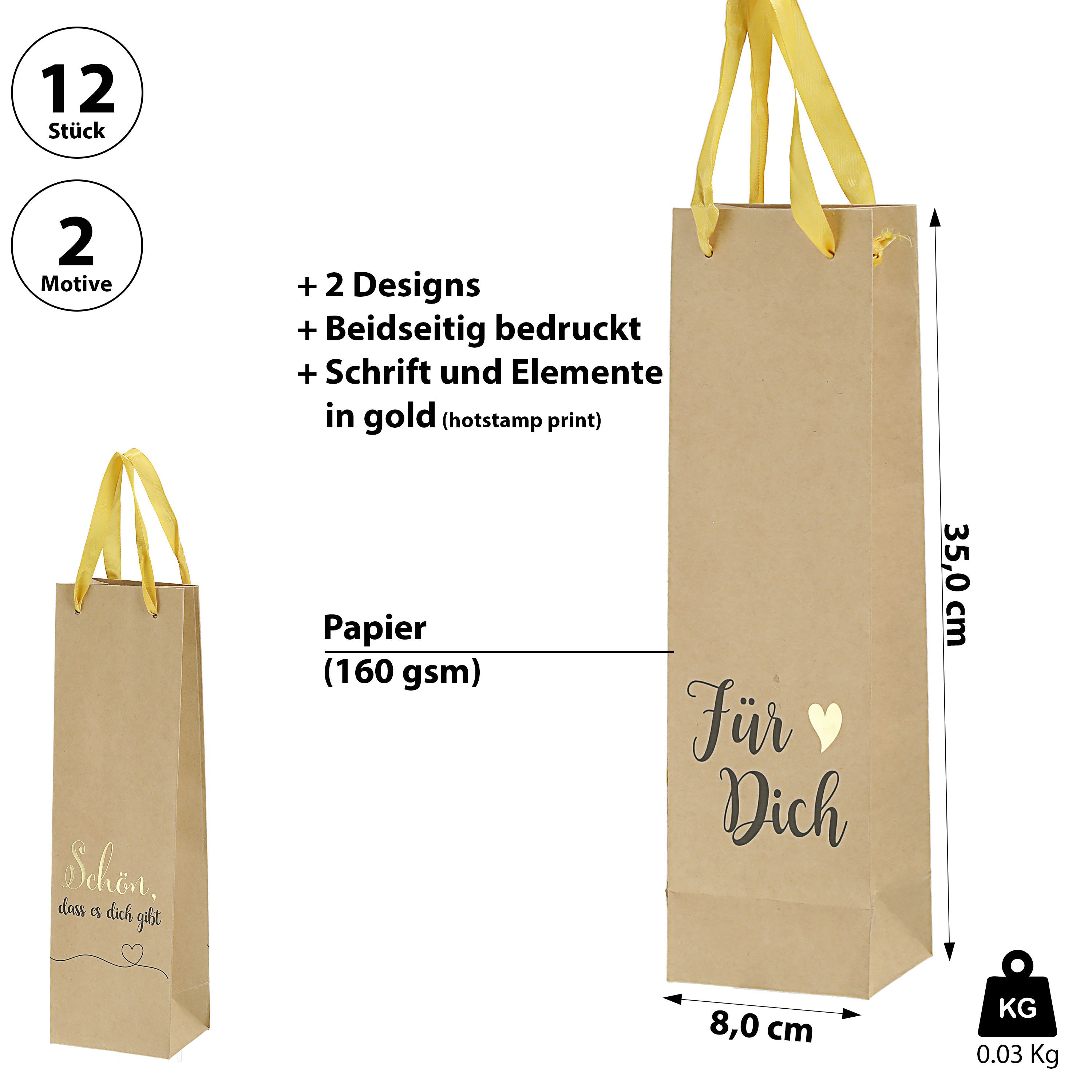 CEPEWA Weinflaschenhalter Flaschentüte 'Für Dich' 2 Motive 12er Set 8x35x8c günstig online kaufen