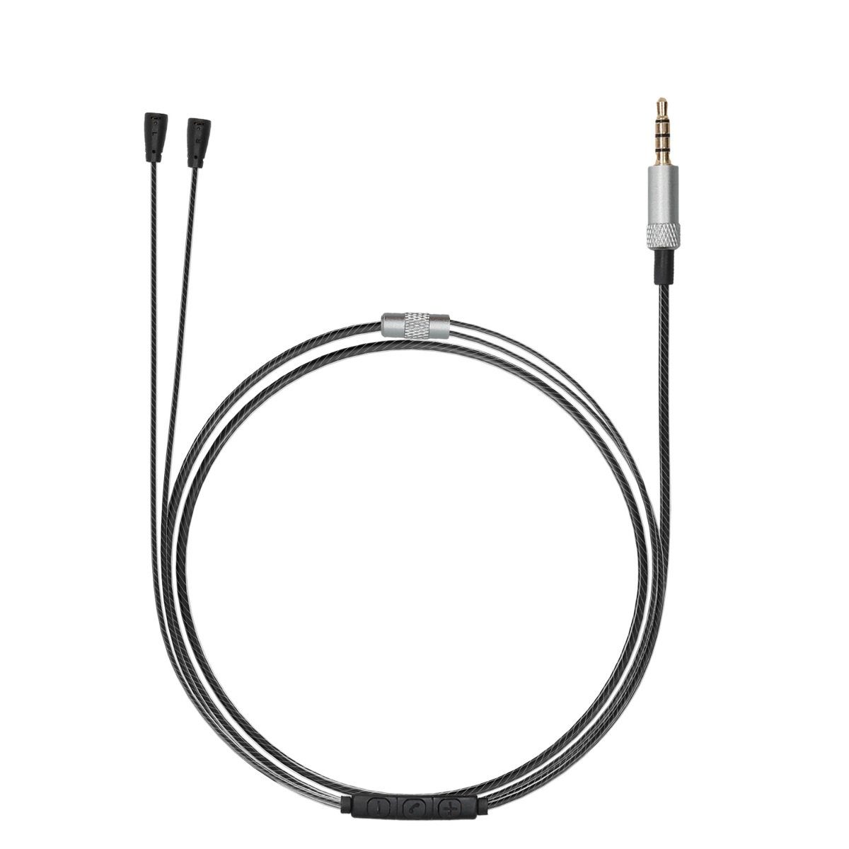 kwmobile Kopfhörerkabel für Sennheiser IE8 / IE80 Audio-Kabel, Ersatz Kabel  120 cm Mikrofon Lautstärkeregler - 3.5mm Klinke | Stromversorgungskabel