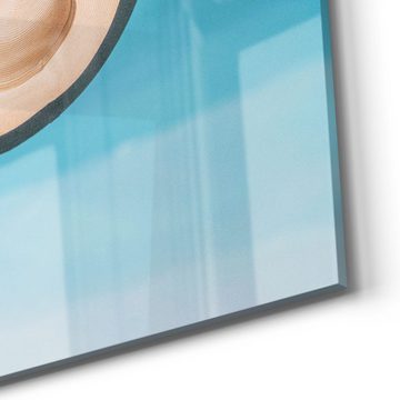 DEQORI Glasbild 'Pareo und Sonnenhut', 'Pareo und Sonnenhut', Glas Wandbild Bild schwebend modern