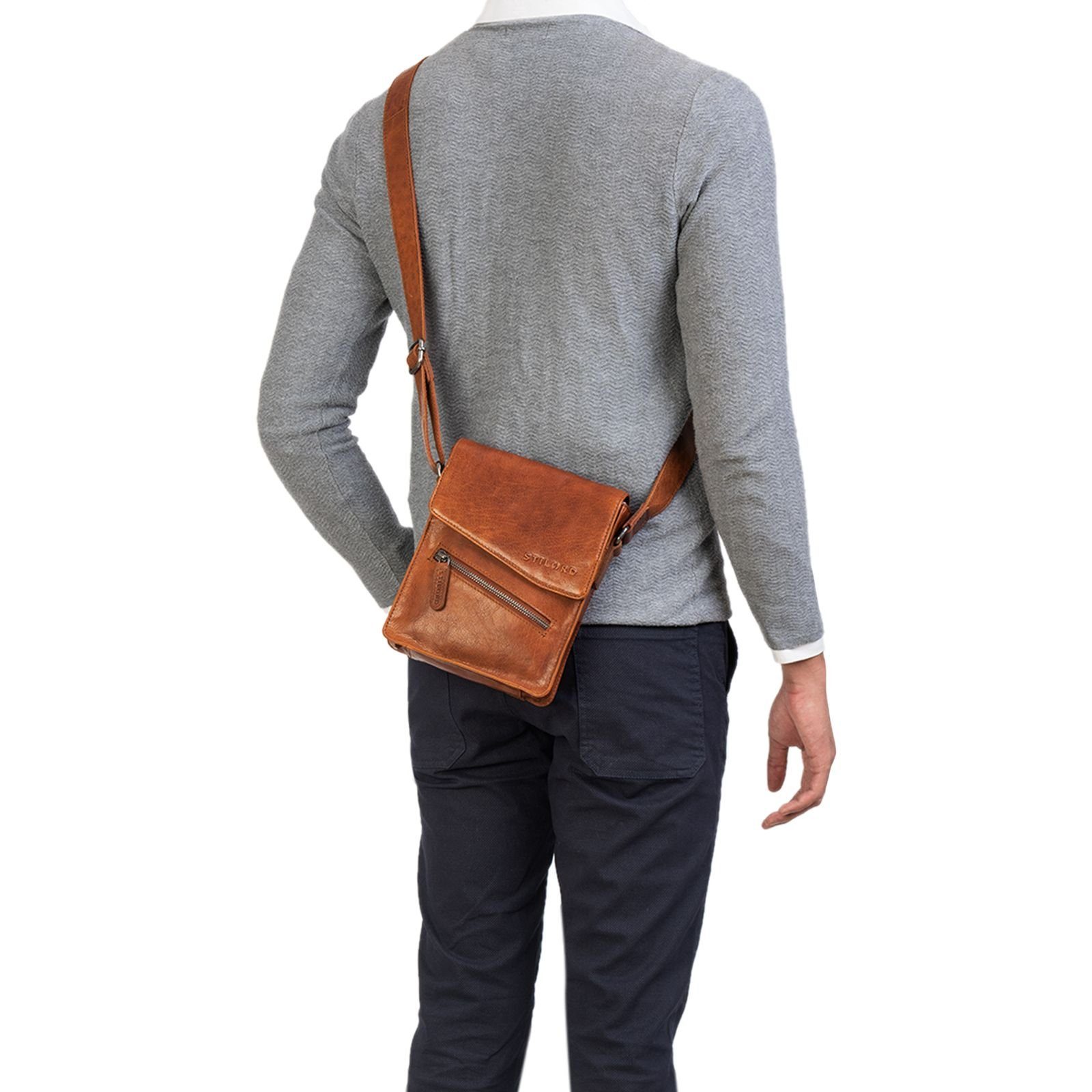 STILORD Messenger Bag Herren "Steve" braun - Kleine maraska Tasche Leder