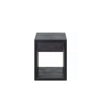 Woodek Design Nachttisch HUGO, Eleganter und Kompakter Nachtschrank mit Schublade (Ablagetisch aus schwarzer Birke, 1-St., Grifflose Nachtkommode), Hängende und Moderne Nachttischkonsole