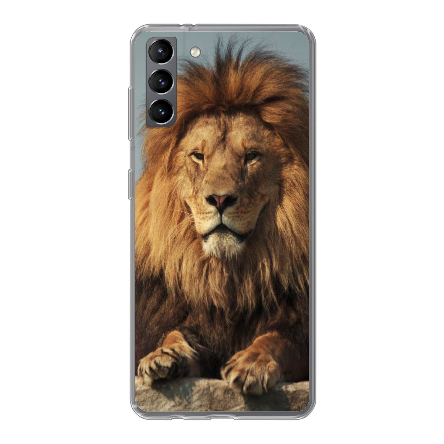MuchoWow Handyhülle für Samsung Galaxy S21 Plus Löwe - Felsen - Porträt, Phone Case, Silikon, Schutzhülle Dünn