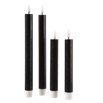 Deluxe Homeart LED-Kerze LED Stabkerzen Mia Tafelkerzen Echtwachs flackernd H: 24cm schwarz 2St (2-tlg)