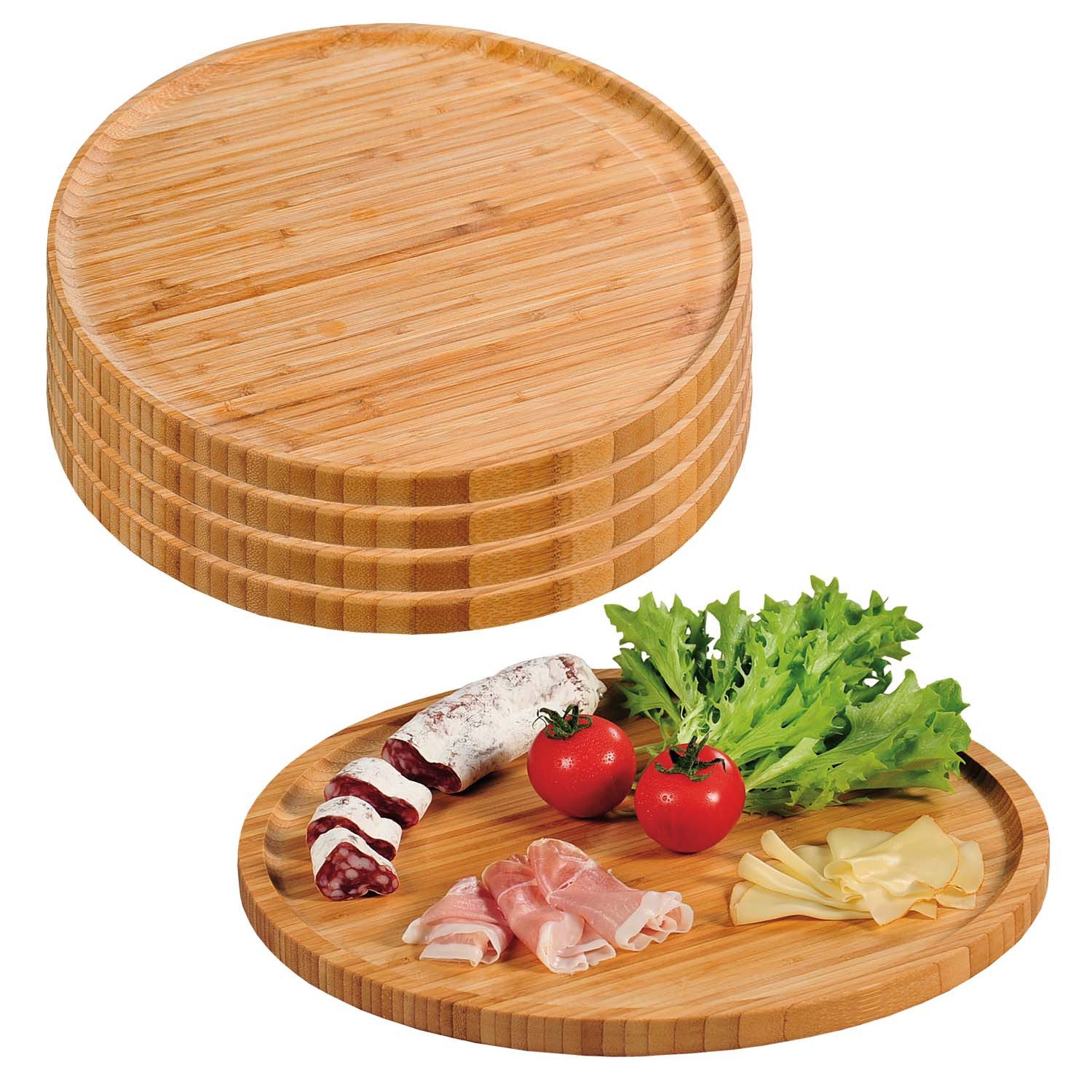 Kesper Pizzateller 5 Stück Pizzateller - Bambus - Ø 32cm, (5 St), hochgezogener Rand