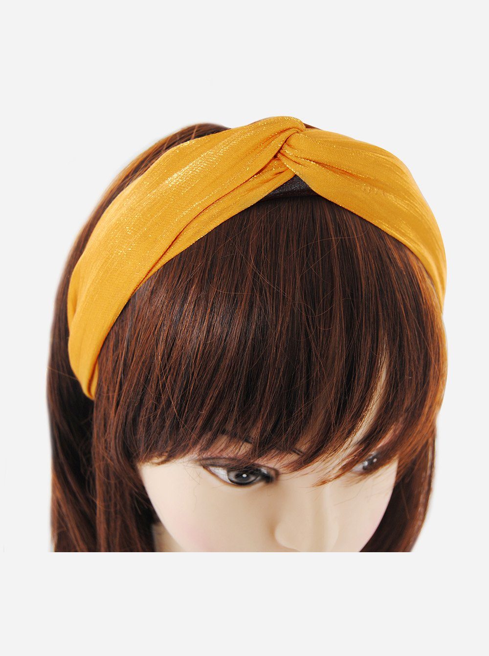 Haarreif Gelb mit Haarband Vintage Breiter Gefalteter raffinierten Haareifen leichtem Knoten, Glanz, mit Haarreif axy Stoff