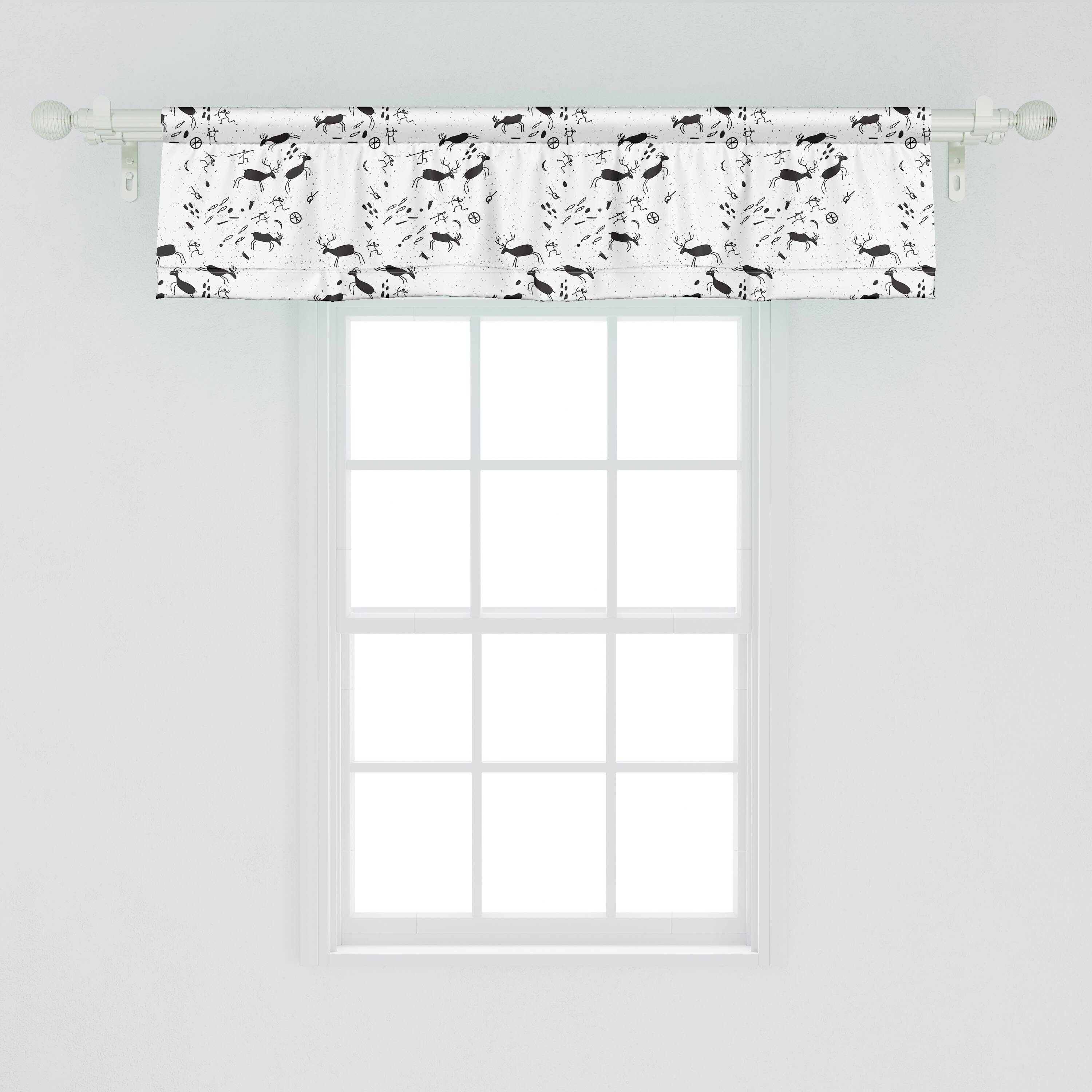 Scheibengardine Vorhang Volant für Dekor Küche Reindeer Primitive Abakuhaus, mit Microfaser, Schlafzimmer monochrome Kunst Stangentasche