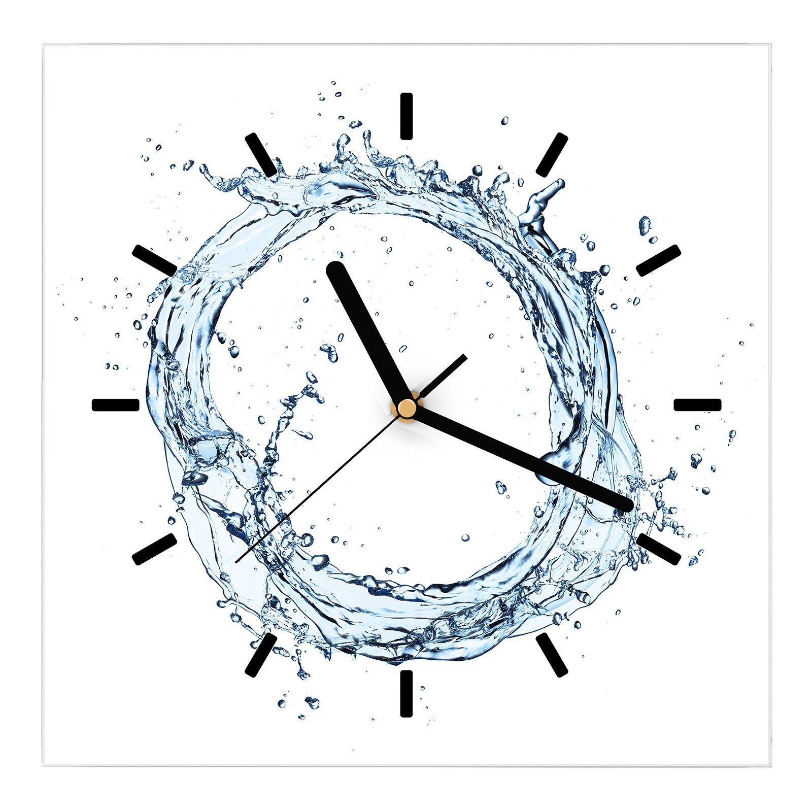 Primedeco Wanduhr Glasuhr Wanduhr Wandkunst Größe 30 x 30 cm mit Motiv Wasser Kreis