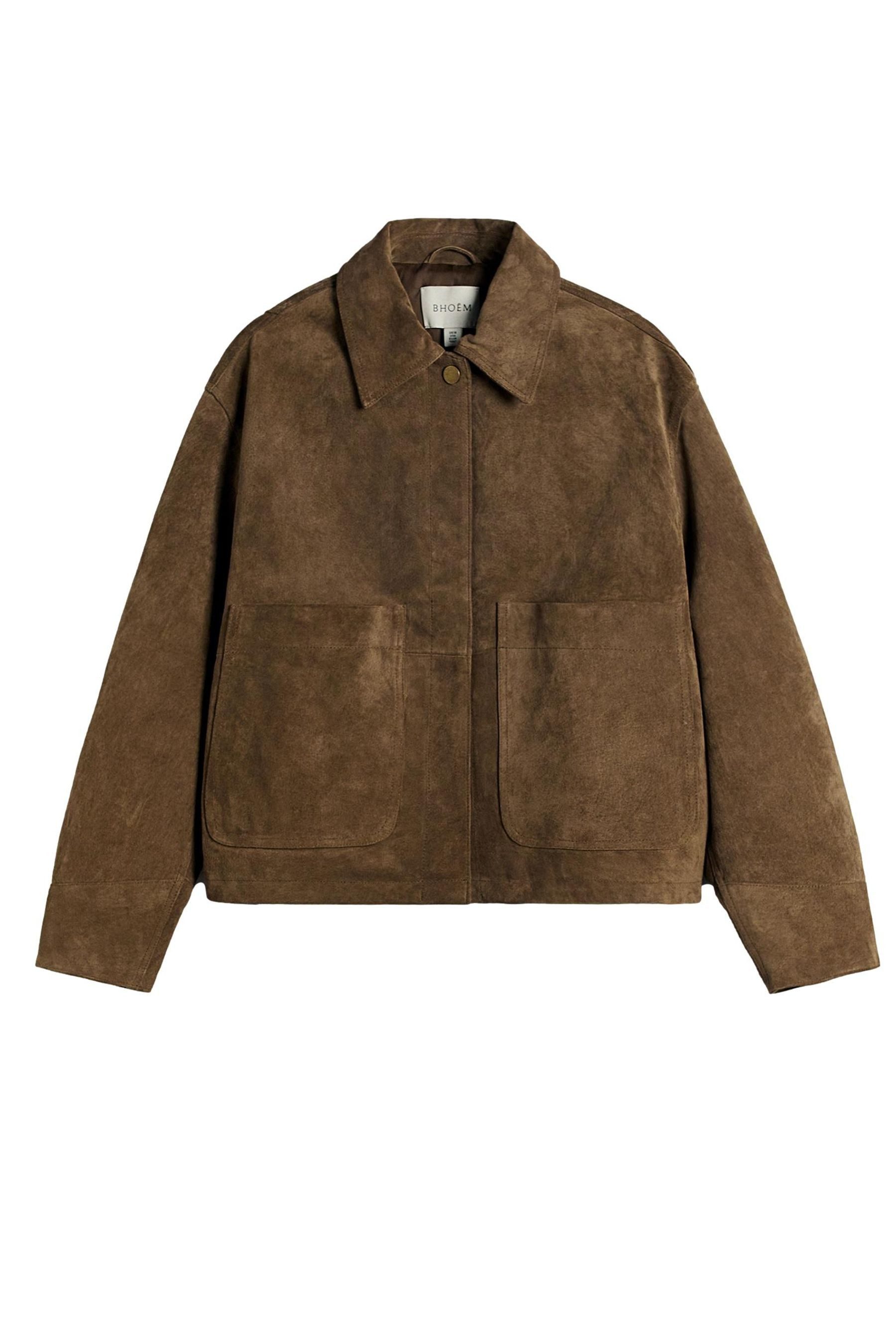 Bhoem Jackenblazer BHOEM Veloursleder-Jacke mit aufgesetzten Taschen (1-tlg)