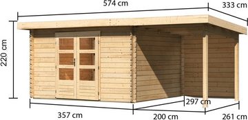 Karibu Gartenhaus Schloßsee 7, BxT: 574,5x333 cm, (Set), mit Anbaudach und Rückwand