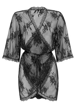 LASCANA Kimono, Kurzform, Kunstfaser, ohne, aus transparenter Spitze, sexy Dessous