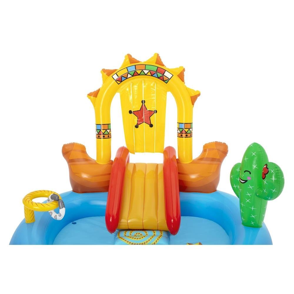 Bestway Planschbecken Wasserspielcenter Wild West, 264 x 188 x 140 cm, Wasserrutsche, Planschbecken