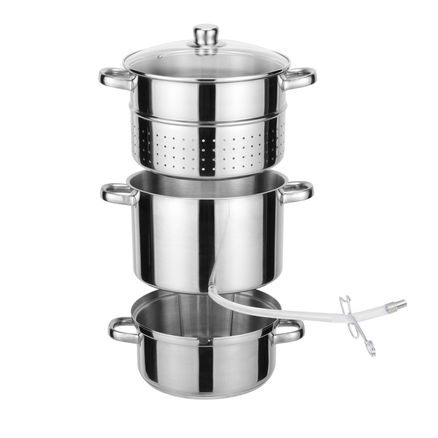 Haushalt International Entsafter Dampfentsafter Fruchtentsafter Ø 26 cm Dampfgarer, Edelstahl Dampfkochtopf