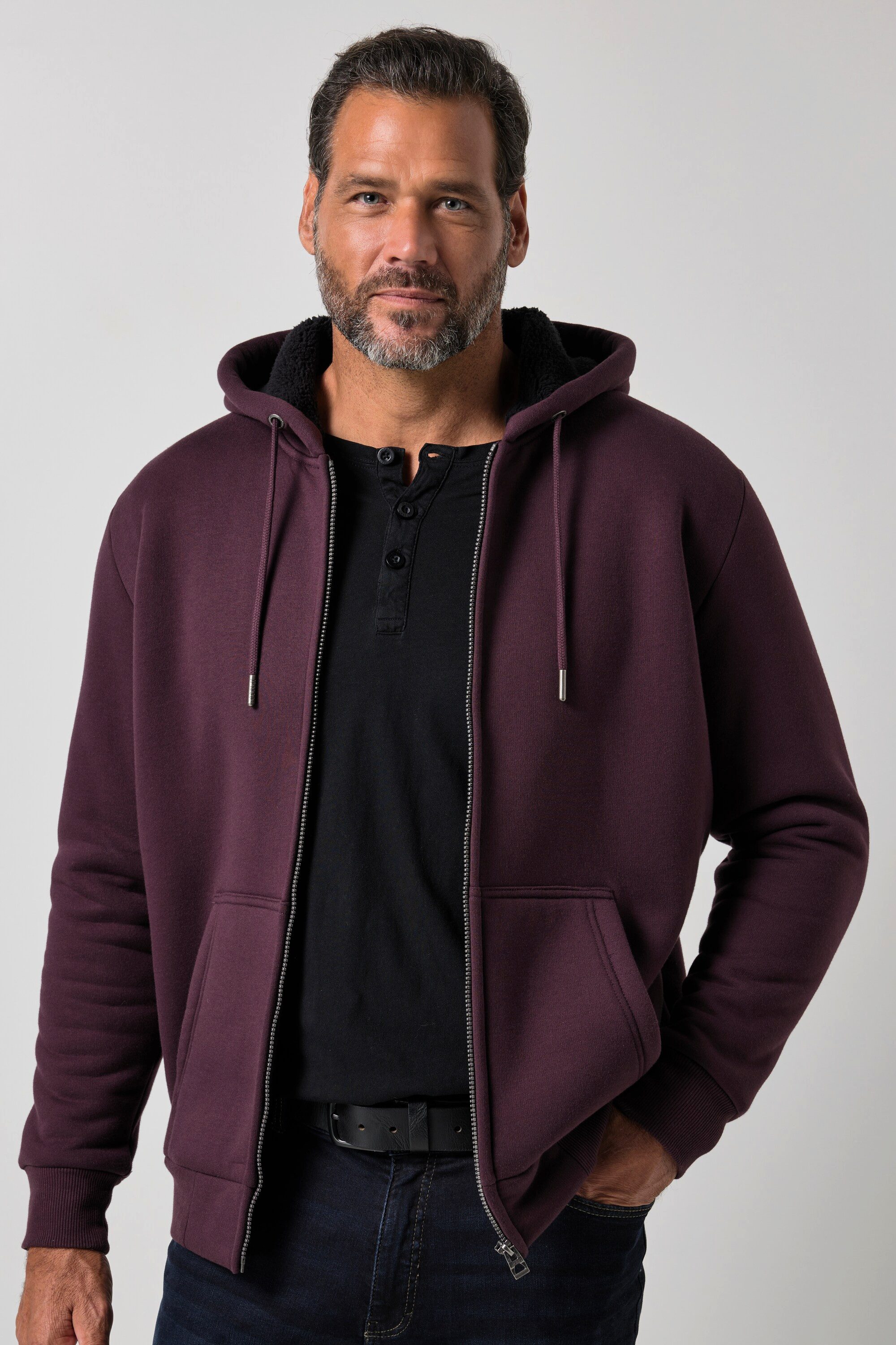 JP1880 Fleecejacke Hoodiejacke Outdoor Sweatjacke Kapuze Teddyfutter
