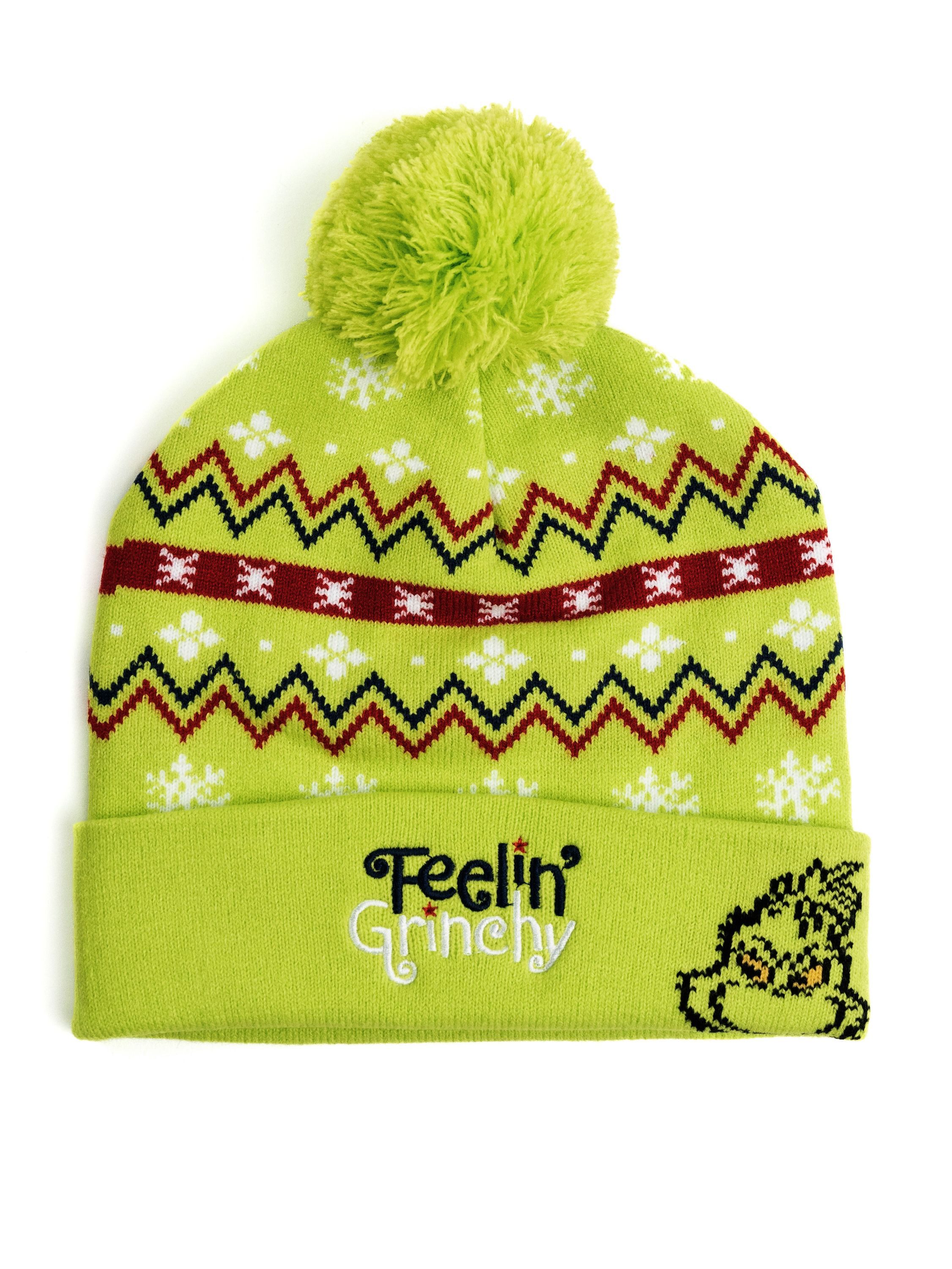 United Labels® Strickmütze The Grinch Strickmütze Wintermütze mit Bommel Mütze