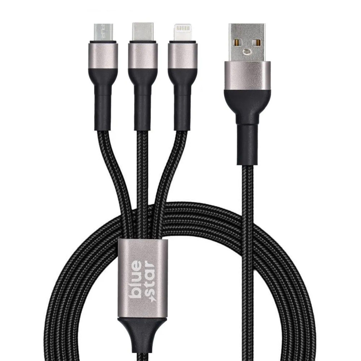 COFI 1453 Datenkabel Blue Star – 3in1 mit Micro-USB-, USB-C- und iPhone-Buchsen Smartphone-Kabel