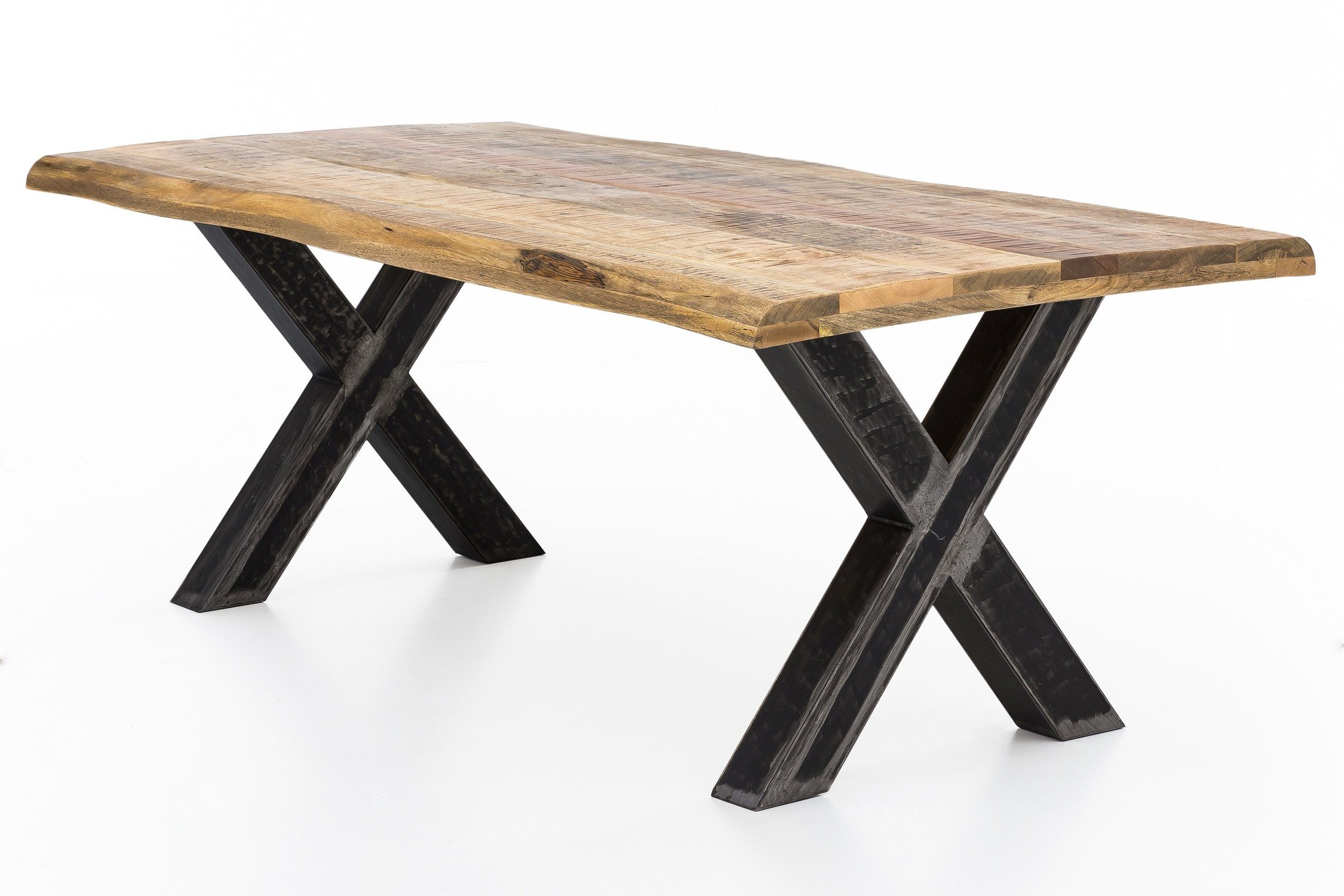 TPFLiving Tischplatte Aemilia - rustikale Oberfläche (Mango massiv, Baumkante wie gewachsen - natur, Esszimmertisch massiv, Wohnzimmertisch, Holztisch), Produktlinie: ROMA - Breite: 160 cm, Höhe: 5.6 cm, Tiefe: 90 cm