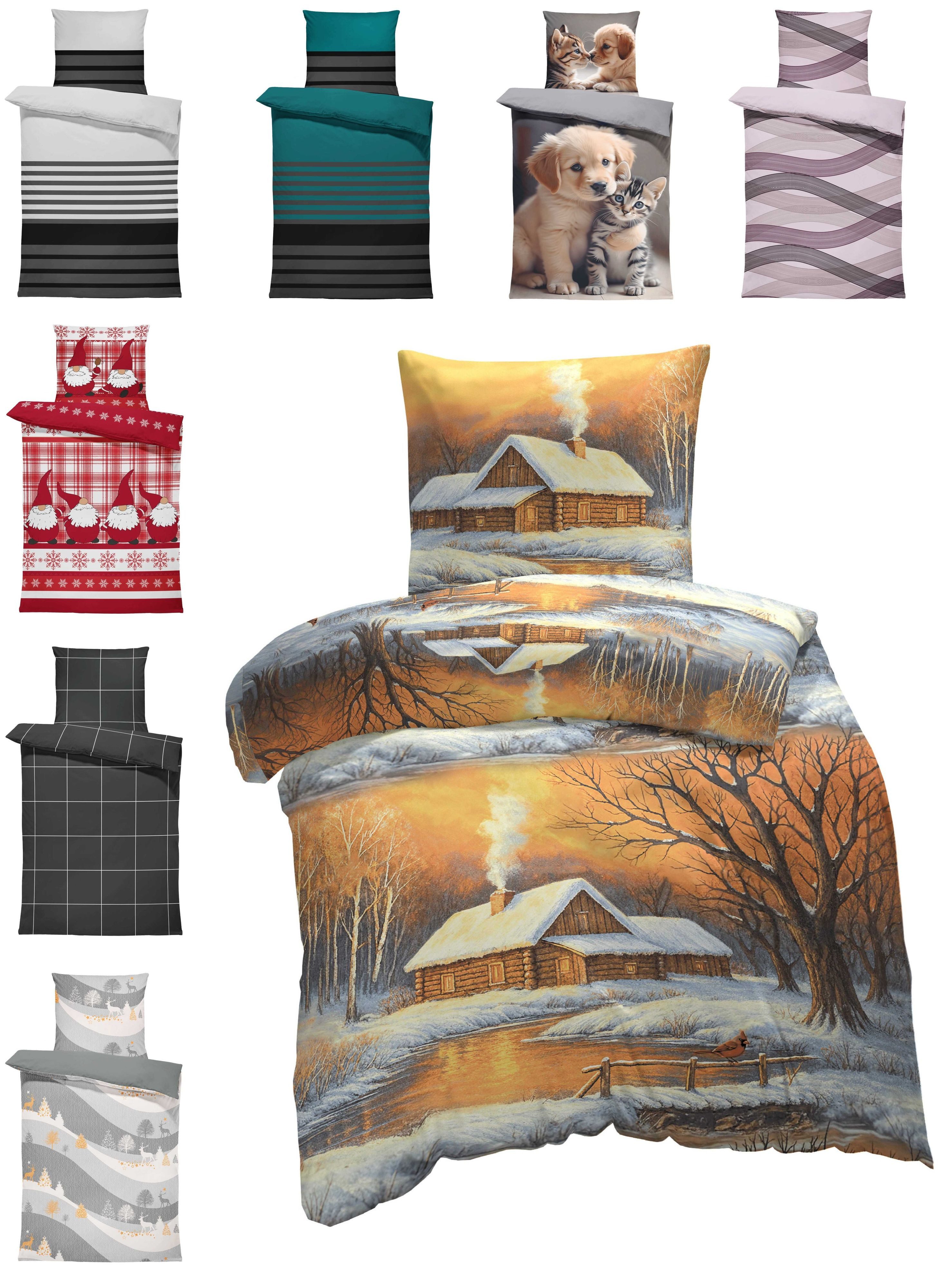 One Home Bettwäsche Winter, Flanell, 4 günstig online kaufen
