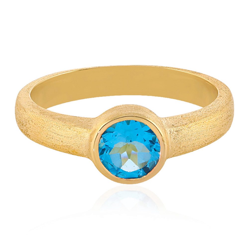 Cavill Solitärring Cavill Ring 0,87 ct Blautopas, 925 Silber vergoldet, Run günstig online kaufen