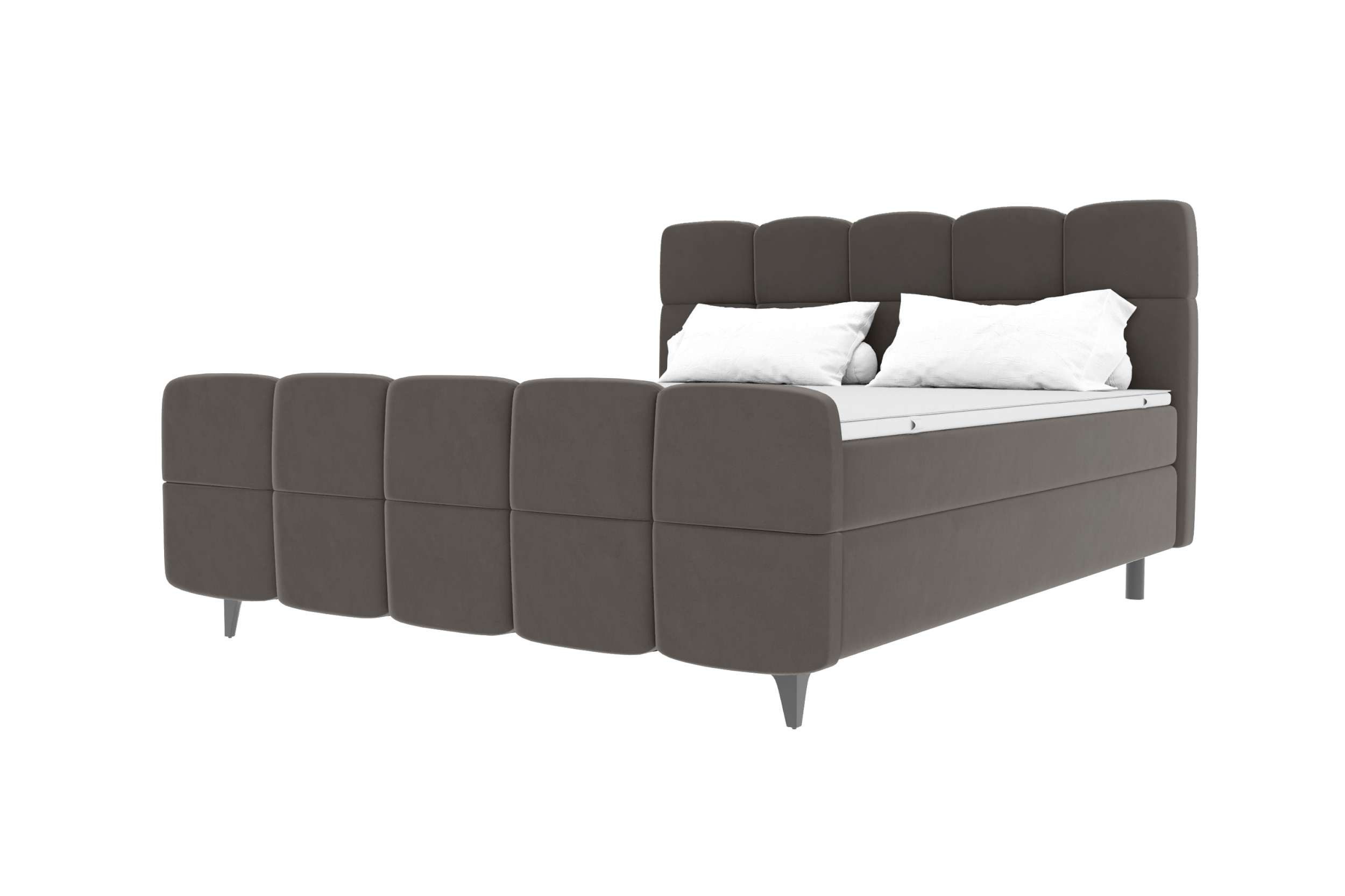 Sofa Dreams Boxspringbett Boxspringbett Luna, Samtstoff, beige, 140x200 cm (Schlafzimmerbett, Bett), 140/160/180x200 cm, in Samtstoff KRONOS, mit Topper, TFK-Matratze