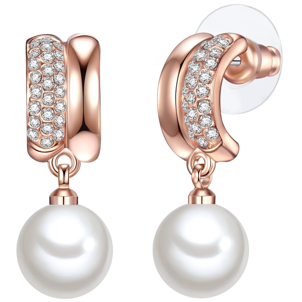 Lulu & Jane Perlenohrringe roségold, mit Glas