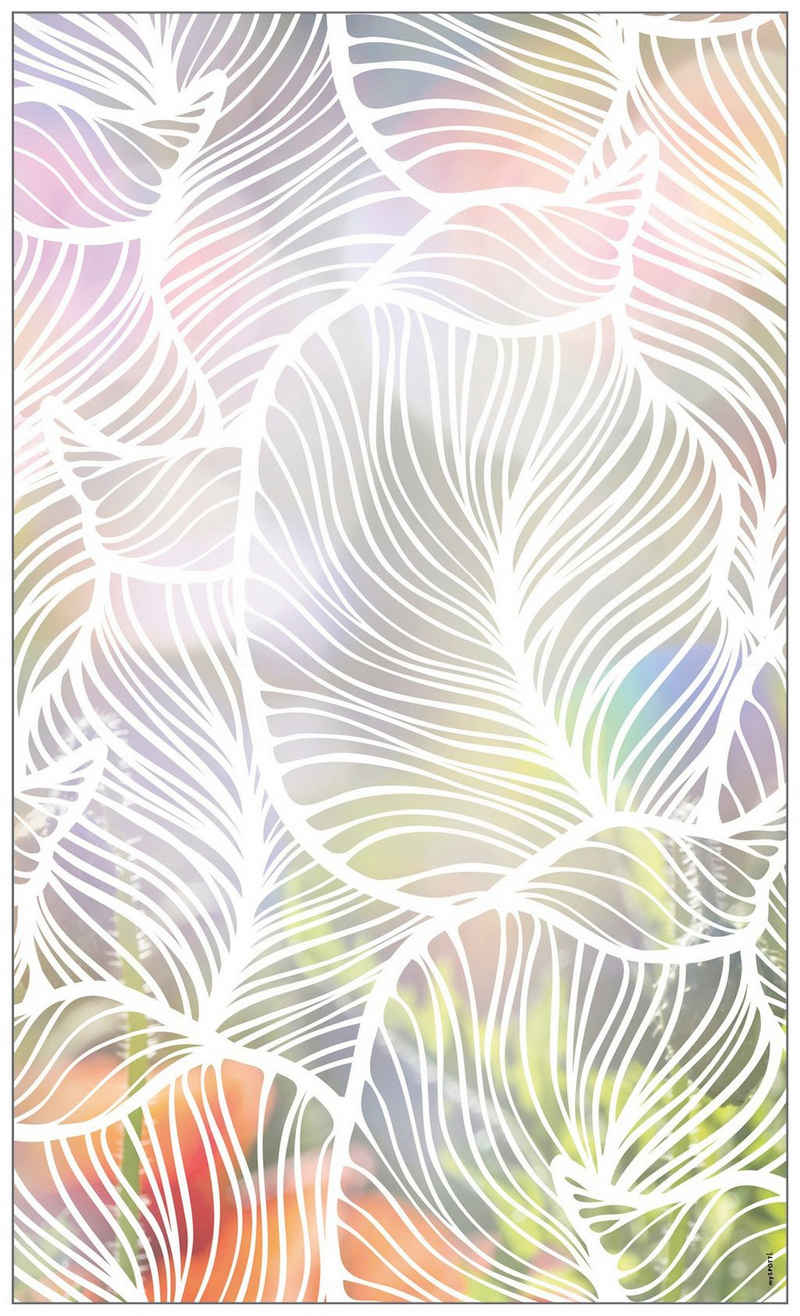 Fensterfolie Look Leaves white, MySpotti, halbtransparent, glatt, 60 x 100 cm, statisch haftend