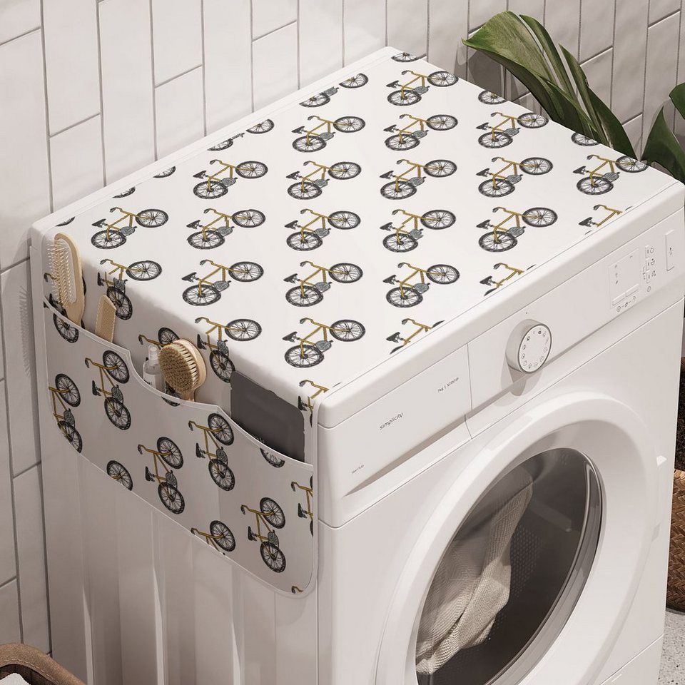 Abakuhaus Badorganizer Anti-Rutsch-Stoffabdeckung für Waschmaschine und  Trockner, Karikatur Gelb Fahrrad-Muster