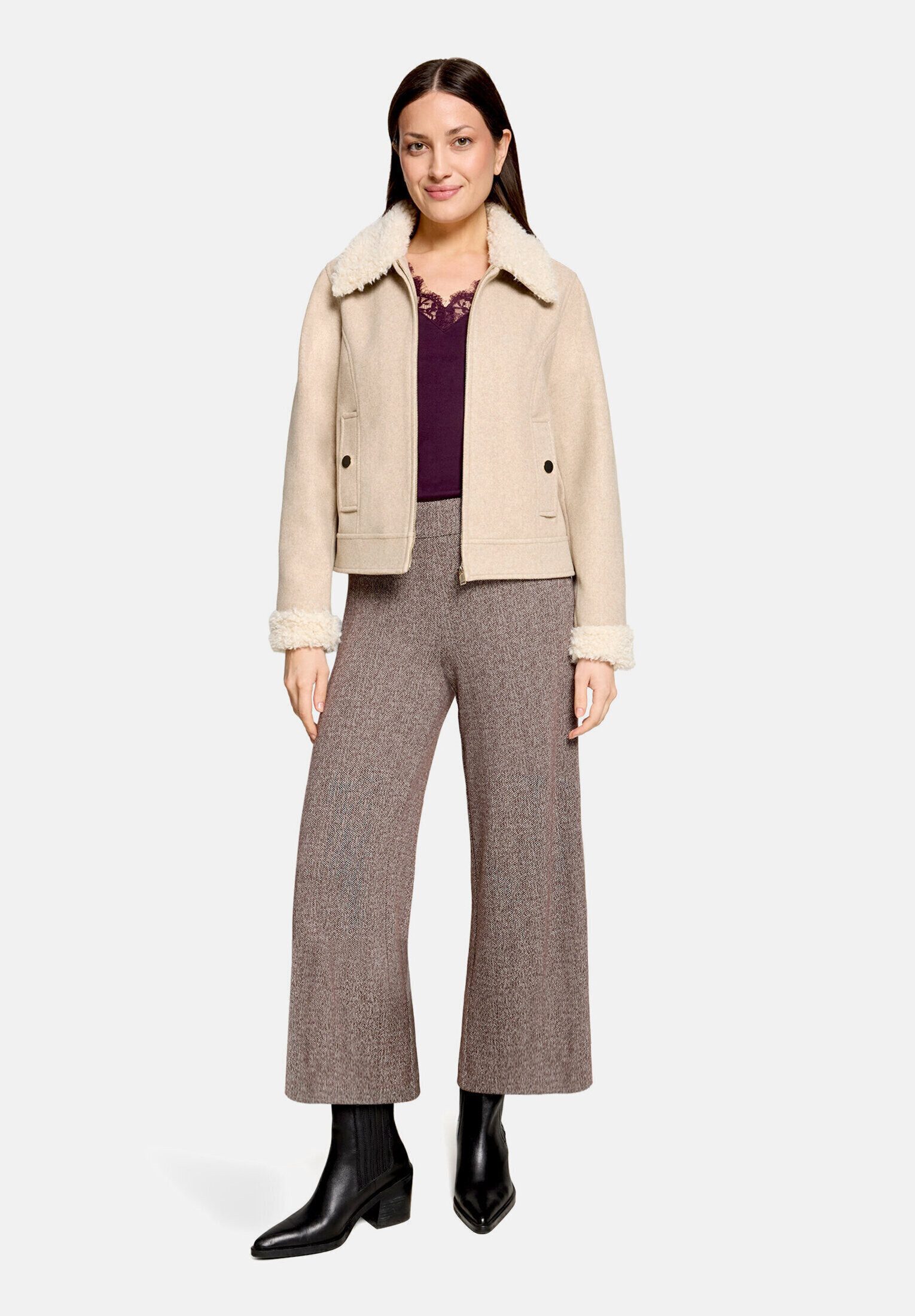 Cartoon Canvasjacke Damen mit Kragen