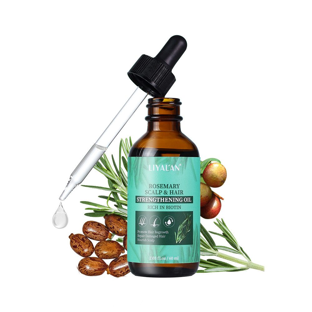 pochento Haaröl Rosmarinöl, Kopfhaut stärkendes Öl, Rizinusöl, 60 ml, natürliches Bio-Haaröl, antistatisch, Haarpflege