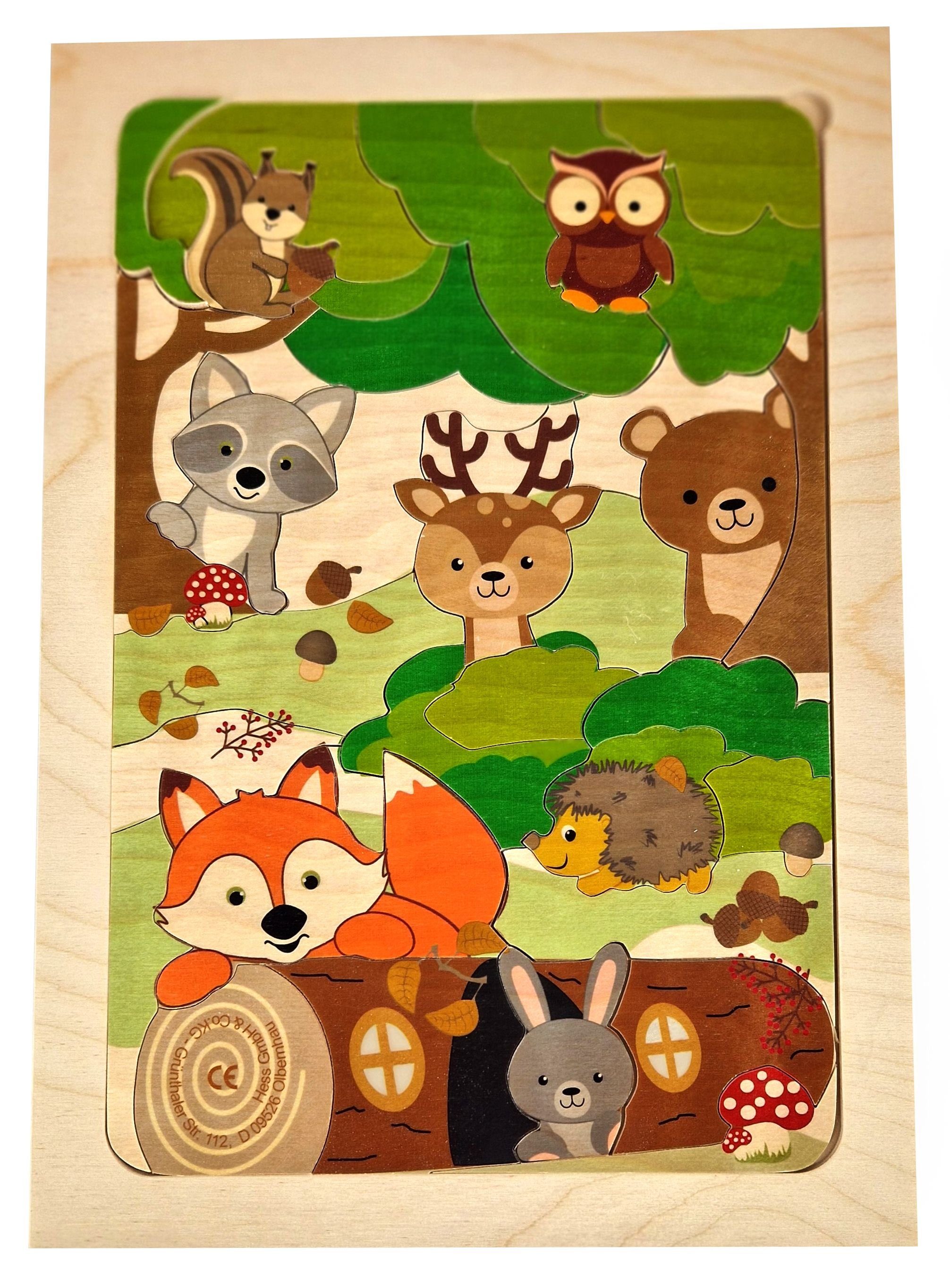 HESS SPIELZEUG Puzzle Puzzle Fuchs bunt BxHxT 21x29,5x0,7cm NEU, Puzzleteile