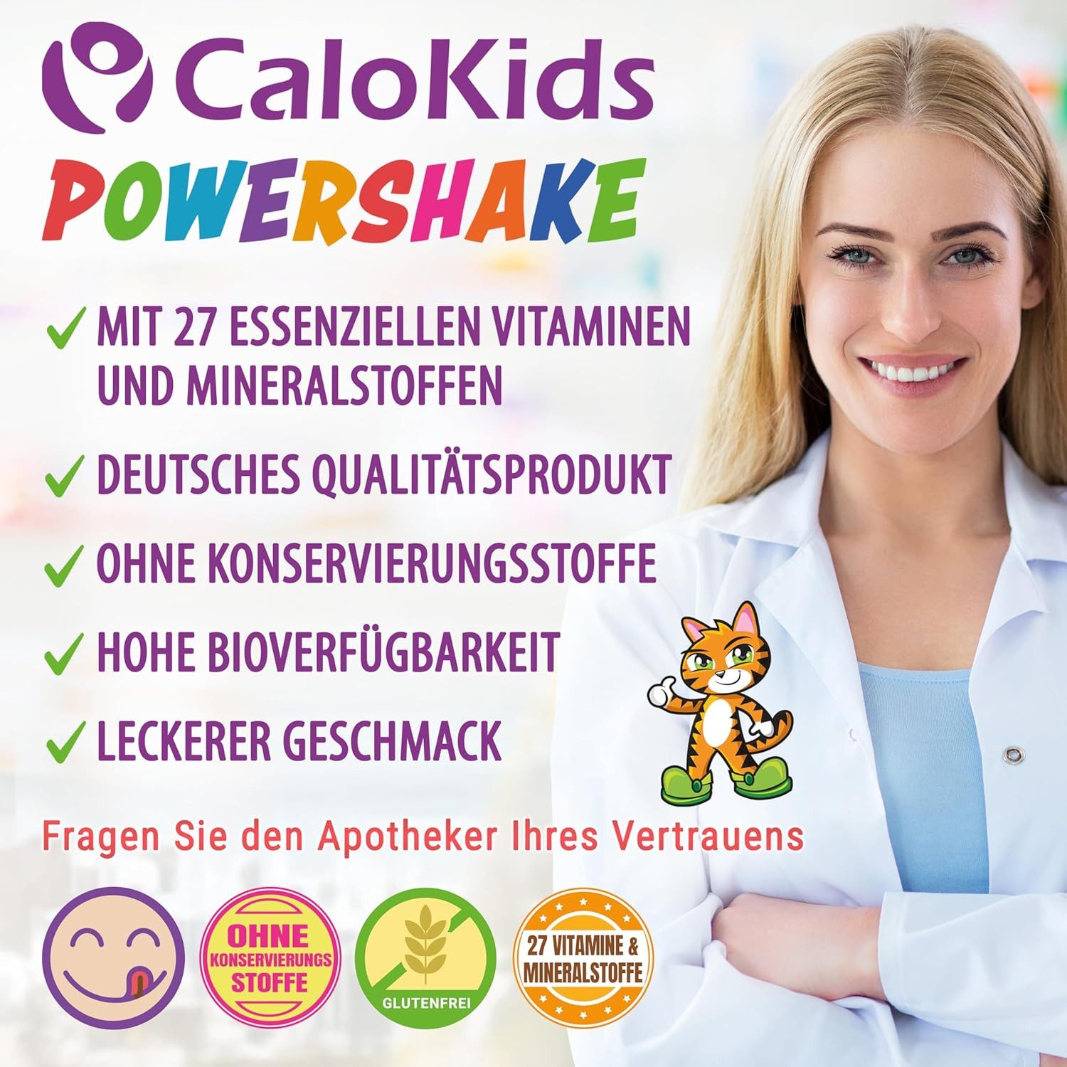 CaloVital Trinknahrung für Kinder, Vitamin Powershake mit 27 Vitaminen 500g Pulver
