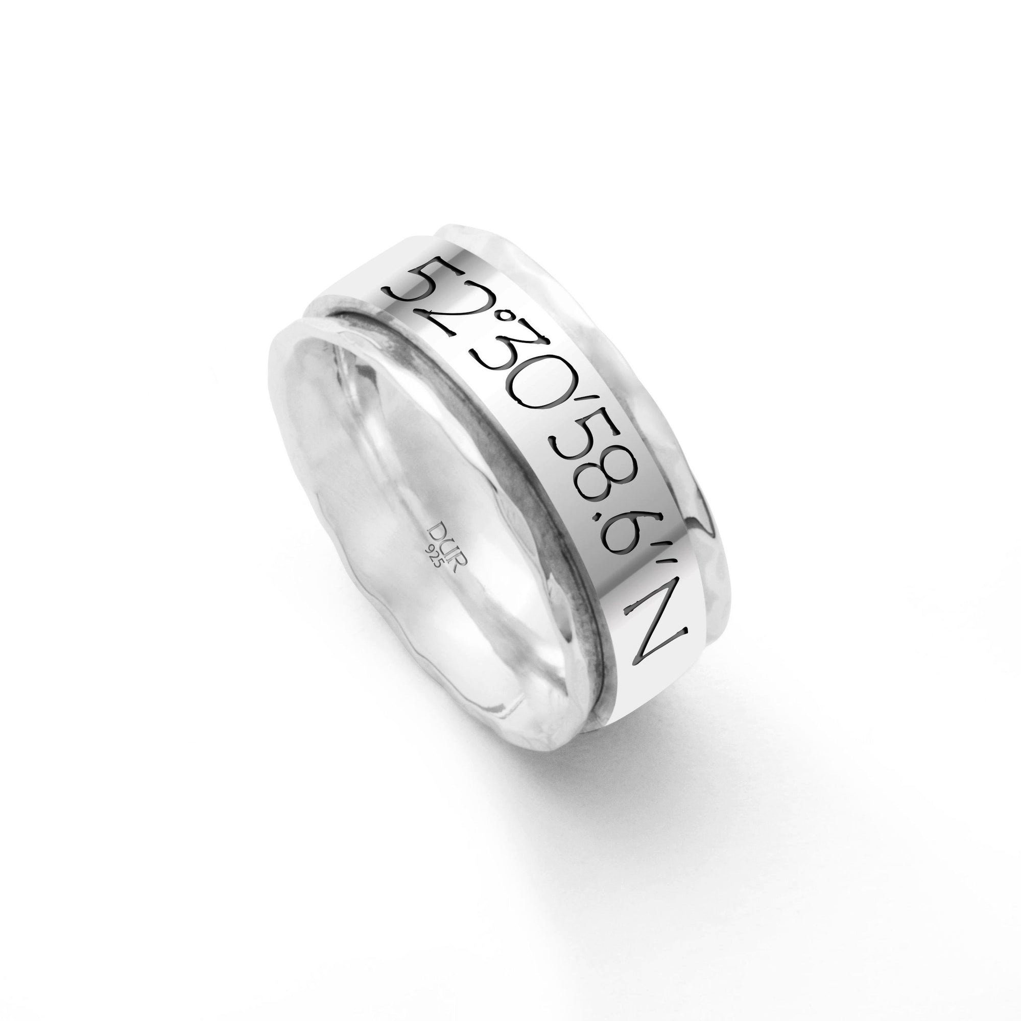 Fingerring DUR Schmuck: Ring, Koordinatenring "Berlin", 925er Sterlingsilber R51