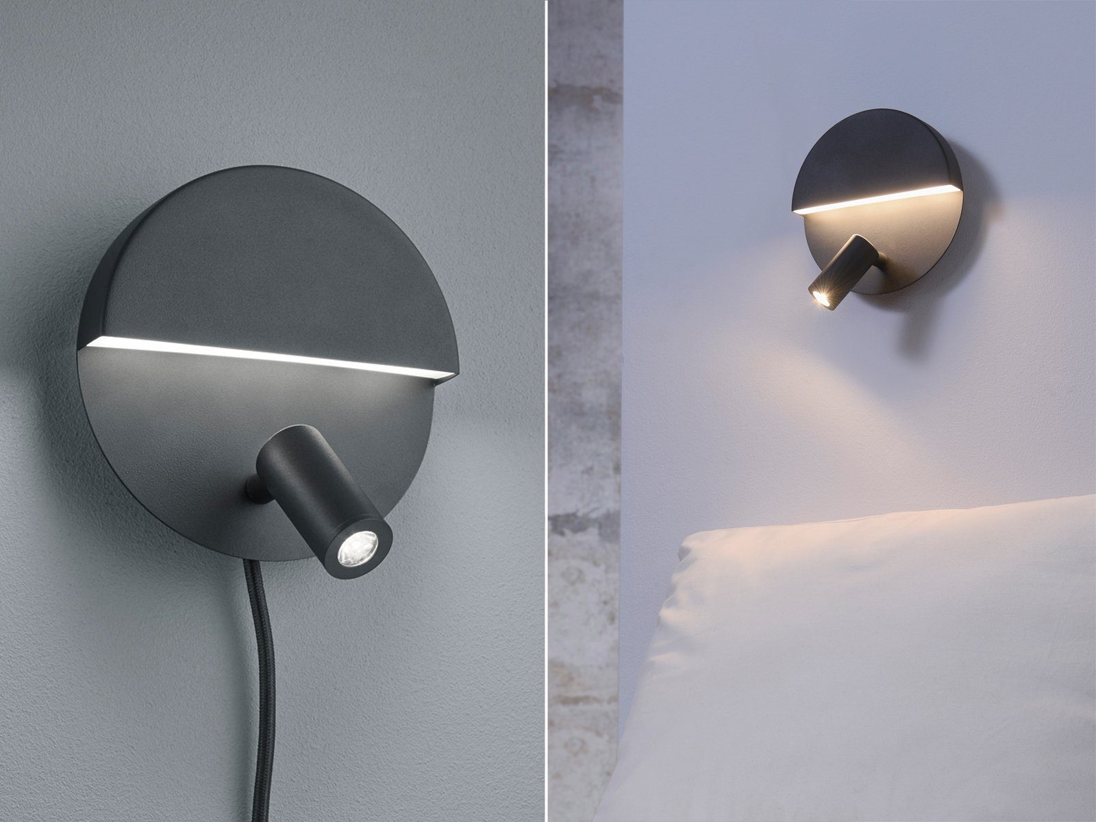 TRIO Leuchten LED Wandleuchte, getrennt schaltbar, LED fest integriert, Warmweiß, 2er Set Nachttisch-lampe Wand innen, mit Schalter & Stecker Ø 16cm