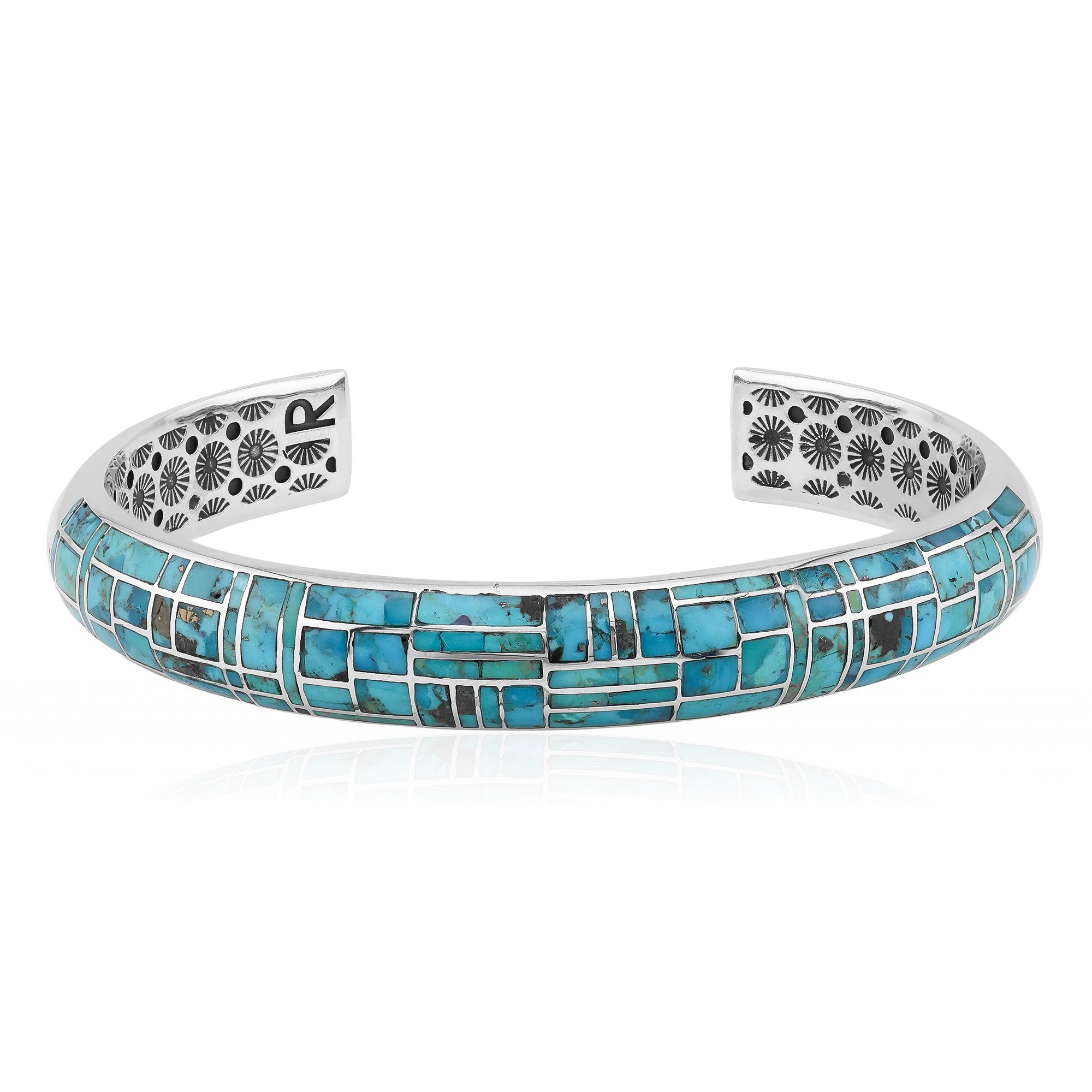 Silberarmband Cavill Armreif Sterling Silber mit 6,95 ct blauen Kingman Türkisen