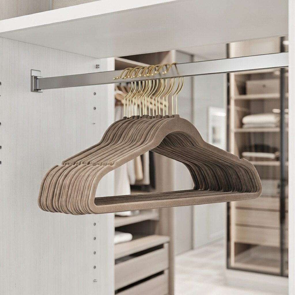 StickandShine Kleiderbügel Samt 100 Stück in verschiedenen Farben mit edlen Goldhaken im Set, (Spar-Set), Designbügel – Bild 3 von 5